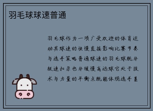 羽毛球球速普通
